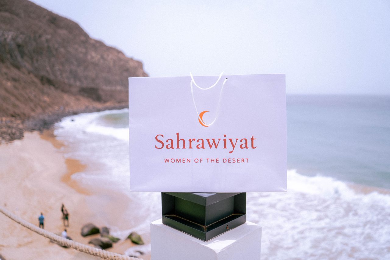 Sahrawiyat paper bag against the Atlantic coast